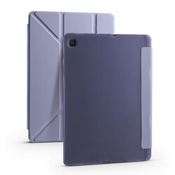 Galaxy Tab S6 Lite P610 Case Zore Tri Folding Smart With Pen Stand Case Purple