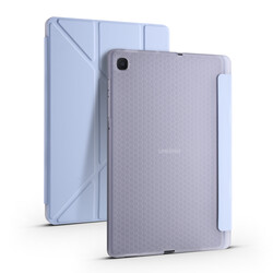 Galaxy Tab S6 Lite P610 Case Zore Tri Folding Smart With Pen Stand Case Blue