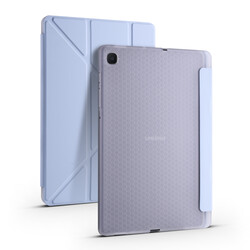 Galaxy Tab S6 Lite P610 Kılıf Zore Tri Folding Kalem Bölmeli Standlı Kılıf Mavi