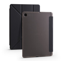 Galaxy Tab S6 Lite P610 Kılıf Zore Tri Folding Kalem Bölmeli Standlı Kılıf Siyah