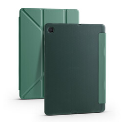 Galaxy Tab S6 Lite P610 Kılıf Zore Tri Folding Kalem Bölmeli Standlı Kılıf Koyu Yeşil