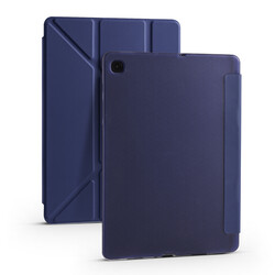 Galaxy Tab S6 Lite P610 Kılıf Zore Tri Folding Kalem Bölmeli Standlı Kılıf Lacivert