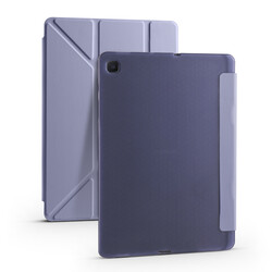 Galaxy Tab S6 Lite P610 Kılıf Zore Tri Folding Kalem Bölmeli Standlı Kılıf Mor