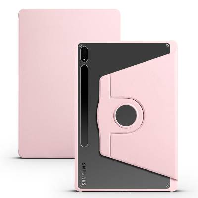 Galaxy Tab S7 FE LTE (T737-T736-T733-T730) Case Zore Thermal Pen Compartment Rotatable Stand Case Pink