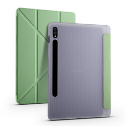 Galaxy Tab S7 T870 Case Zore Tri Folding Smart With Pen Stand Case Açık Yeşil