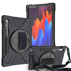 Galaxy Tab S7 Plus T970 Kılıf Zore Defender Tablet Silikon Siyah