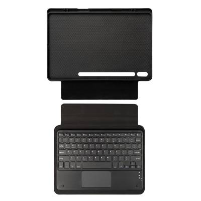 Galaxy Tab S7 Plus T970 Zore Border Keyboard Tablet Case with Stand and Keyboard with Bluetooth Connection Black