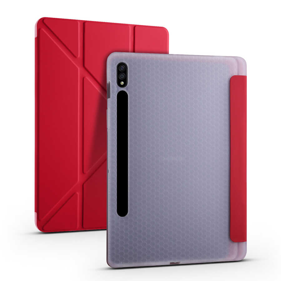 Galaxy Tab S7 Plus T970 Case Zore Tri Folding Smart With Pen Stand Case - 1