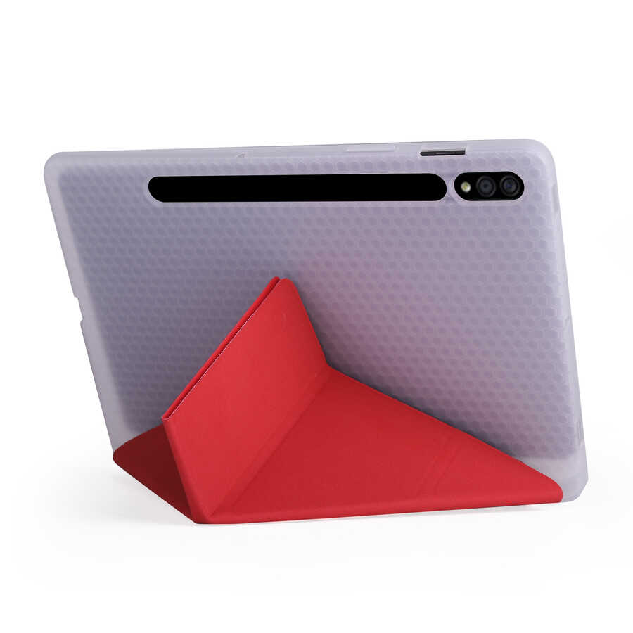 Galaxy Tab S7 Plus T970 Case Zore Tri Folding Smart With Pen Stand Case - 5