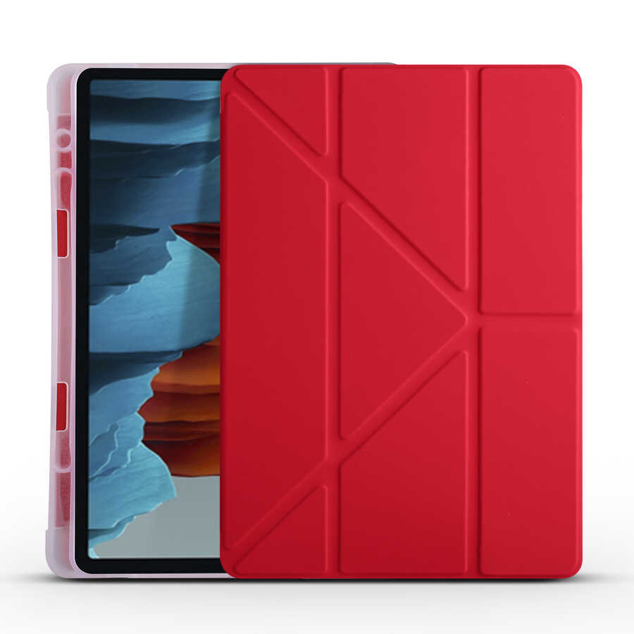 Galaxy Tab S7 Plus T970 Case Zore Tri Folding Smart With Pen Stand Case - 6