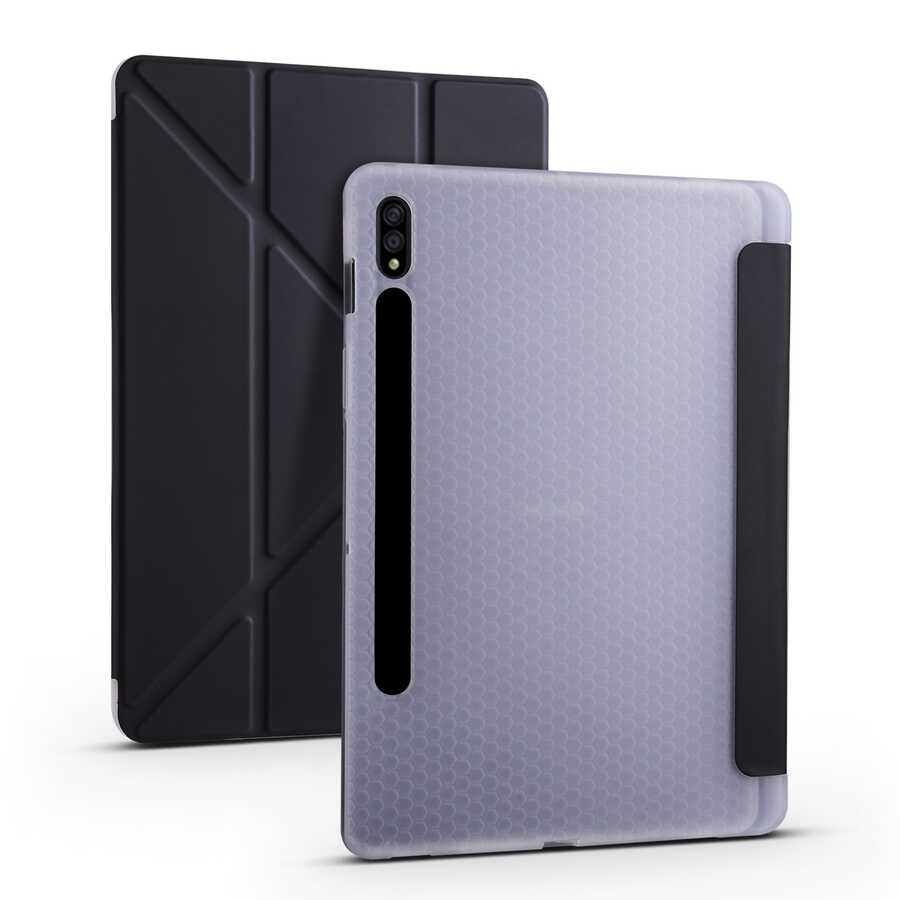 Galaxy Tab S7 Plus T970 Case Zore Tri Folding Smart With Pen Stand Case - 7