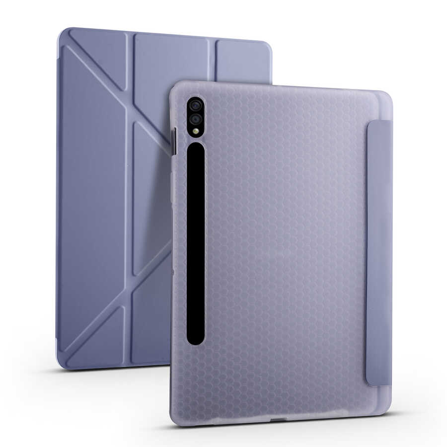 Galaxy Tab S7 Plus T970 Case Zore Tri Folding Smart With Pen Stand Case - 13