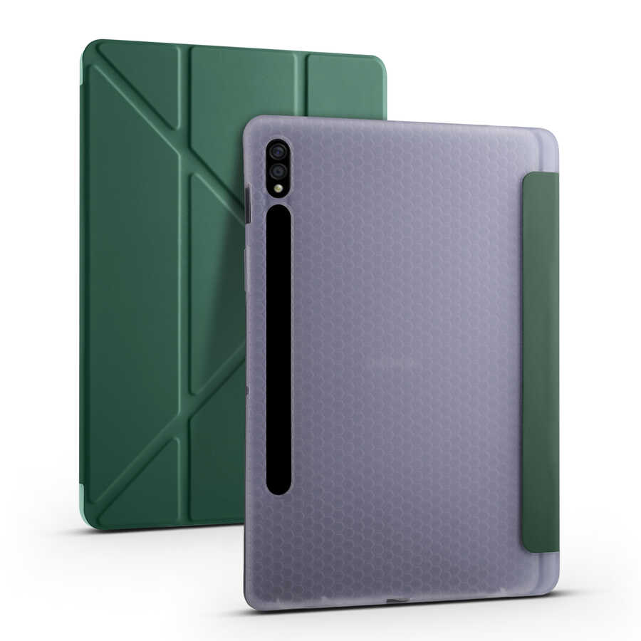 Galaxy Tab S7 Plus T970 Case Zore Tri Folding Smart With Pen Stand Case - 14