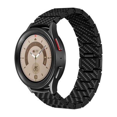 Galaxy Watch 4 44mm Series Compatible Carbon Fiber Pitaka Modern Series Black-Grey Twill Band Black-Grey