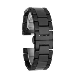 ​​Galaxy Watch 42mm (20mm) Mat Seramik Metal Kordon Parlak Siyah