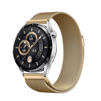 Galaxy Watch 42mm Zore Band-12 20mm Metal Hasır Kordon Gold