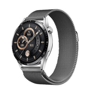 Galaxy Watch 42mm Zore Band-12 20mm Metal Hasır Kordon Gri