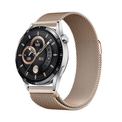 Galaxy Watch 42mm Zore Band-12 20mm Metal Hasır Kordon Rose Gold