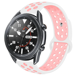 Galaxy Watch 46mm (22mm) KRD-02 Silikon Kordon Beyaz-Pembe