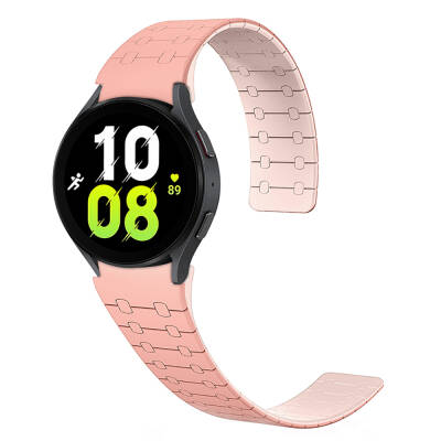 Galaxy Watch 5 40mm Zore KRD-111 20mm Çizgili Desenli Silikon Kordon Pembe