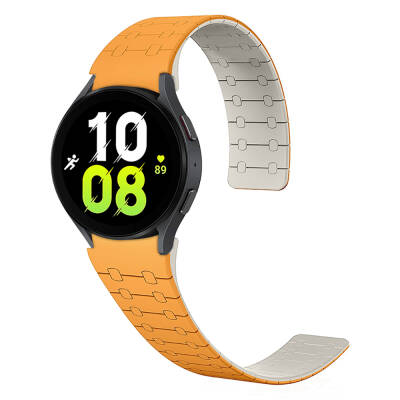 Galaxy Watch 42mm Zore KRD-111 20mm Striped Patterned Silicon Band Orange