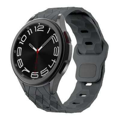 Galaxy Watch 5 44mm Zore KRD-116 20mm Football Patterned Sport Design Silicone Band Dark Grey