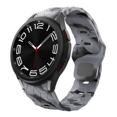 Galaxy Watch 6 44mm Zore KRD-116 20mm Football Patterned Sport Design Silicone Band Black-Grey