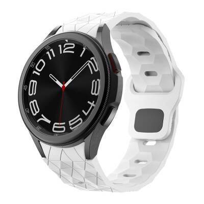 Galaxy Watch 6 44mm Zore KRD-116 20mm Football Patterned Sport Design Silicone Band White