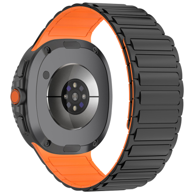 Galaxy Watch 8 Ultra Zore KRD-146 Silikon Kordon Strap Kayış Siyah-Turuncu