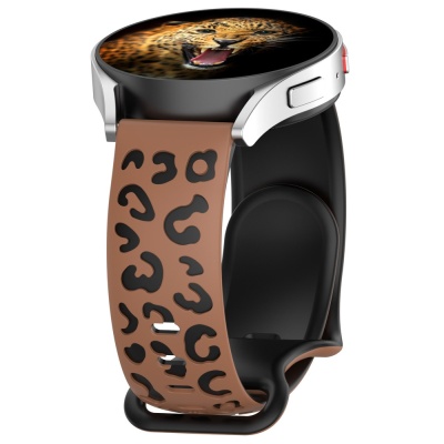 Galaxy Watch Active 2 44mm Zore KRD-140 20mm Silikon Kordon Strap Kayış Kahverengi-Siyah