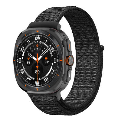 ​​Galaxy Watch Ultra 47mm Zore KRD-03 Hasır Kordon Koyu Siyah