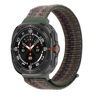 ​​Galaxy Watch Ultra 47mm Zore KRD-03 Hasır Kordon Yeşil-Turuncu