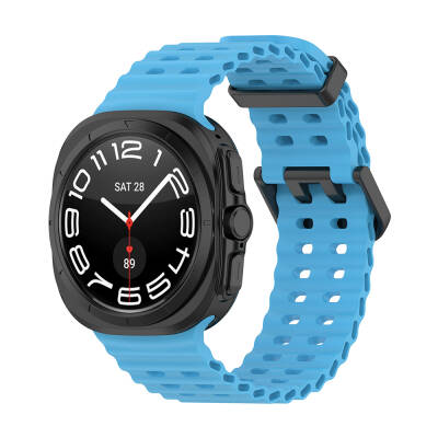 Galaxy Watch Ultra 47mm Zore KRD-118 Serrated Design Silicone Band Blue