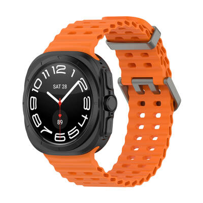 Galaxy Watch Ultra 47mm Zore KRD-118 Serrated Design Silicone Band Orange