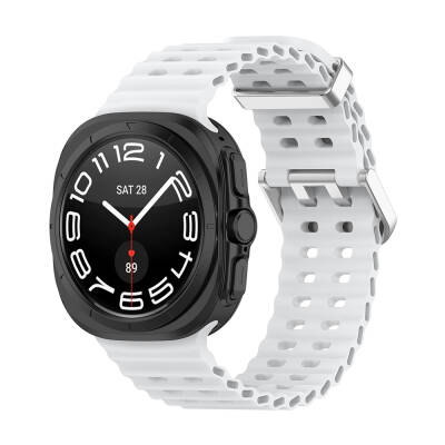 Galaxy Watch Ultra 47mm Zore KRD-118 Serrated Design Silicone Band White