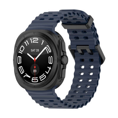 Galaxy Watch Ultra 47mm Zore KRD-118 Tırtıklı Tasarım Silikon Kordon Midnight Blue