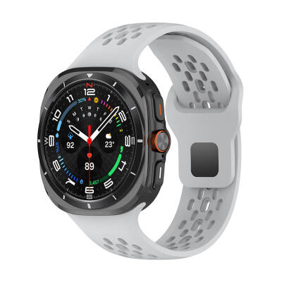 Galaxy Watch Ultra 47mm Zore KRD-119 Delikli Tasarım Silikon Kordon Gri