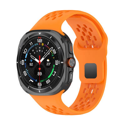 Galaxy Watch Ultra 47mm Zore KRD-119 Delikli Tasarım Silikon Kordon Turuncu