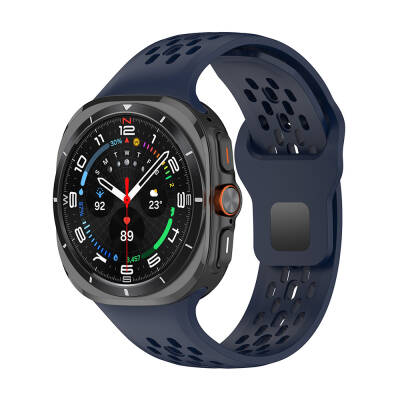 Galaxy Watch Ultra 47mm Zore KRD-119 Delikli Tasarım Silikon Kordon Midnight Blue