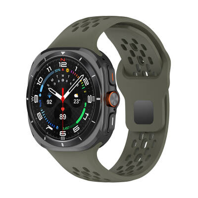 Galaxy Watch Ultra 47mm Zore KRD-119 Delikli Tasarım Silikon Kordon Derin Yeşil