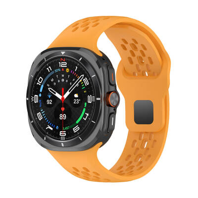 Galaxy Watch Ultra 47mm Zore KRD-119 Delikli Tasarım Silikon Kordon Sarı