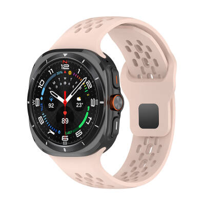 Galaxy Watch Ultra 47mm Zore KRD-119 Delikli Tasarım Silikon Kordon Pembe