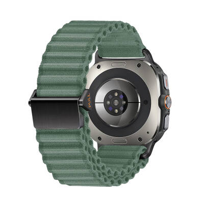 ​​Galaxy Watch Ultra 47mm Zore KRD-120 Nylon Fabric Mesh Braided Band Green