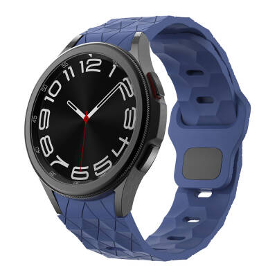 Galaxy Waych 5 44mm Zore KRD-116 20mm Futbol Desenli Spor Tasarımlı Silikon Kordon Lacivert