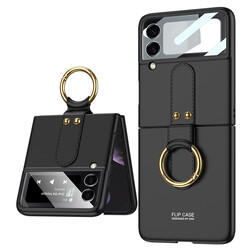 Galaxy Z Flip 3 Case Zore Flip Ring Kıpta Cover Black
