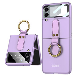 Galaxy Z Flip 3 Case Zore Flip Ring Kıpta Cover Purple