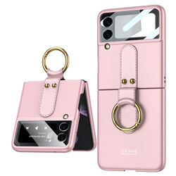 Galaxy Z Flip 3 Case Zore Flip Ring Kıpta Cover Pink
