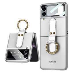 Galaxy Z Flip 3 Case Zore Flip Ring Kıpta Cover Silver