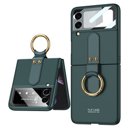 Galaxy Z Flip 3 Case Zore Flip Ring Kıpta Cover Dark Green
