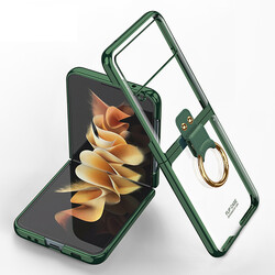 Galaxy Z Flip 3 Case Zore Ringed Kıpta Cover Dark Green